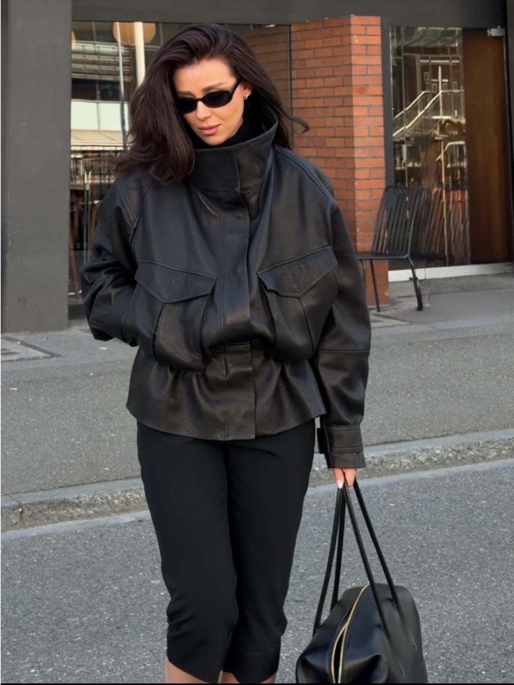 H&M STUDIO COLLECTION
NWT PEPLUM BLACK LEATHER JACKET SIZE SMALL - Picture 4 of 16
